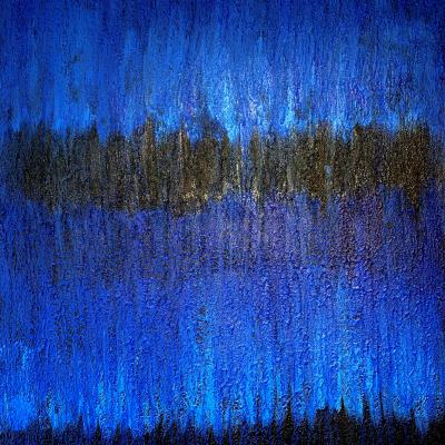 Night Blues, 120 x 100 cm, mixed media on canvas