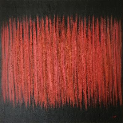 Red Vision, 90 x 90 cm, mixed media on canvas