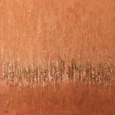 Orange Vibrations, 70 x 70 cm, mixed media on canvas