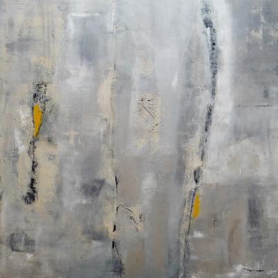 Silver Stream, 100 x 100 cm, acrylic on canvas, framed